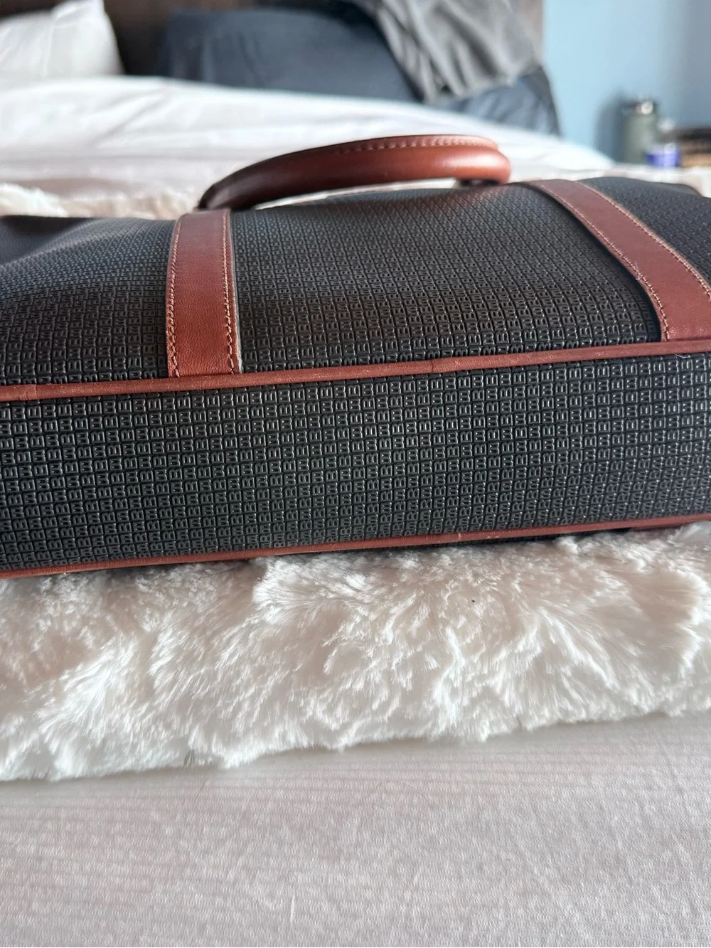 Bally Black Briefcase with Brown Leather Trim